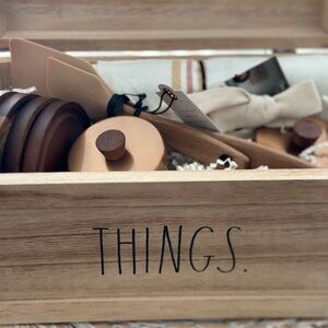 Wooden Storage Box with Lid Includes Magnolia Kitchen and Hosting Items.